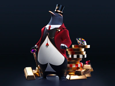 LordPing — A Penguin Casino 3D Mascot Character Illustration 3d art blackjack casino casino illustration character design gambling gambling illustration illustration illustration art illustration for web penguin poker poker illustration pokeronline roulette slot slot machine slots