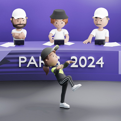 Breakdance at Olympics 2024 3d 3d character australian blender breakdance breakdancer cartoon character cute dance illustration olympics paris paris 2024 render resources sport