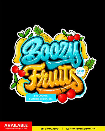 Fruits Lettering logo design branding calligraphy custom logo design fruit logo fruits hand drawn hand drawn logo illustration lettering lettering design lettering logo logotype typography