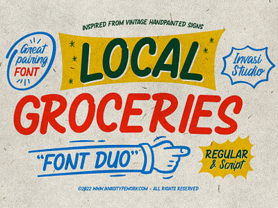 Local Groceries Font Duo branding design font logo script typography vintage