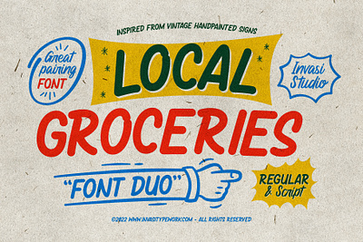 Local Groceries Font Duo branding design font logo script typography vintage