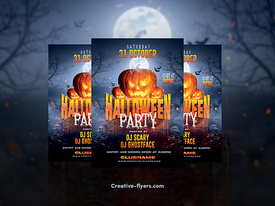 Halloween Party Poster Template creative creative flyer creativeflyers flyer templates graphic design halloweeen halloween halloween flyer halloween poster orange party flyer photoshop poster psd flyer