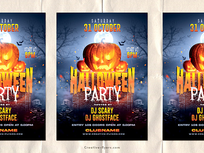 Halloween Party Poster Template creative creative flyer creativeflyers flyer templates graphic design halloweeen halloween halloween flyer halloween poster orange party flyer photoshop poster psd flyer