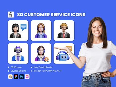 Customer Service 3D Icons 3d branding design graphic design illustration