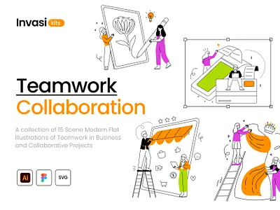 Teamwork Collaboration Kit graphic design illustration landing page teamwork ui web design