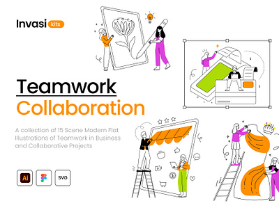 Teamwork Collaboration Kit graphic design illustration landing page teamwork ui web design