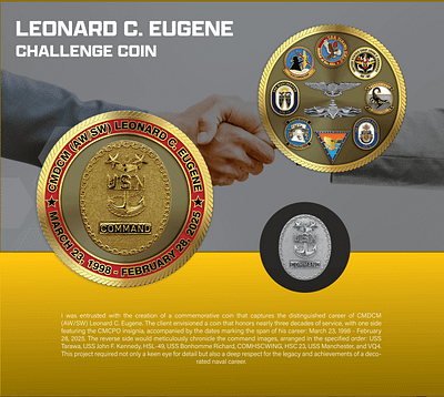 LEONARD C. EUGENE CHALLENGE COIN 3d animation branding coin crypto design graphic design illustration logo ui