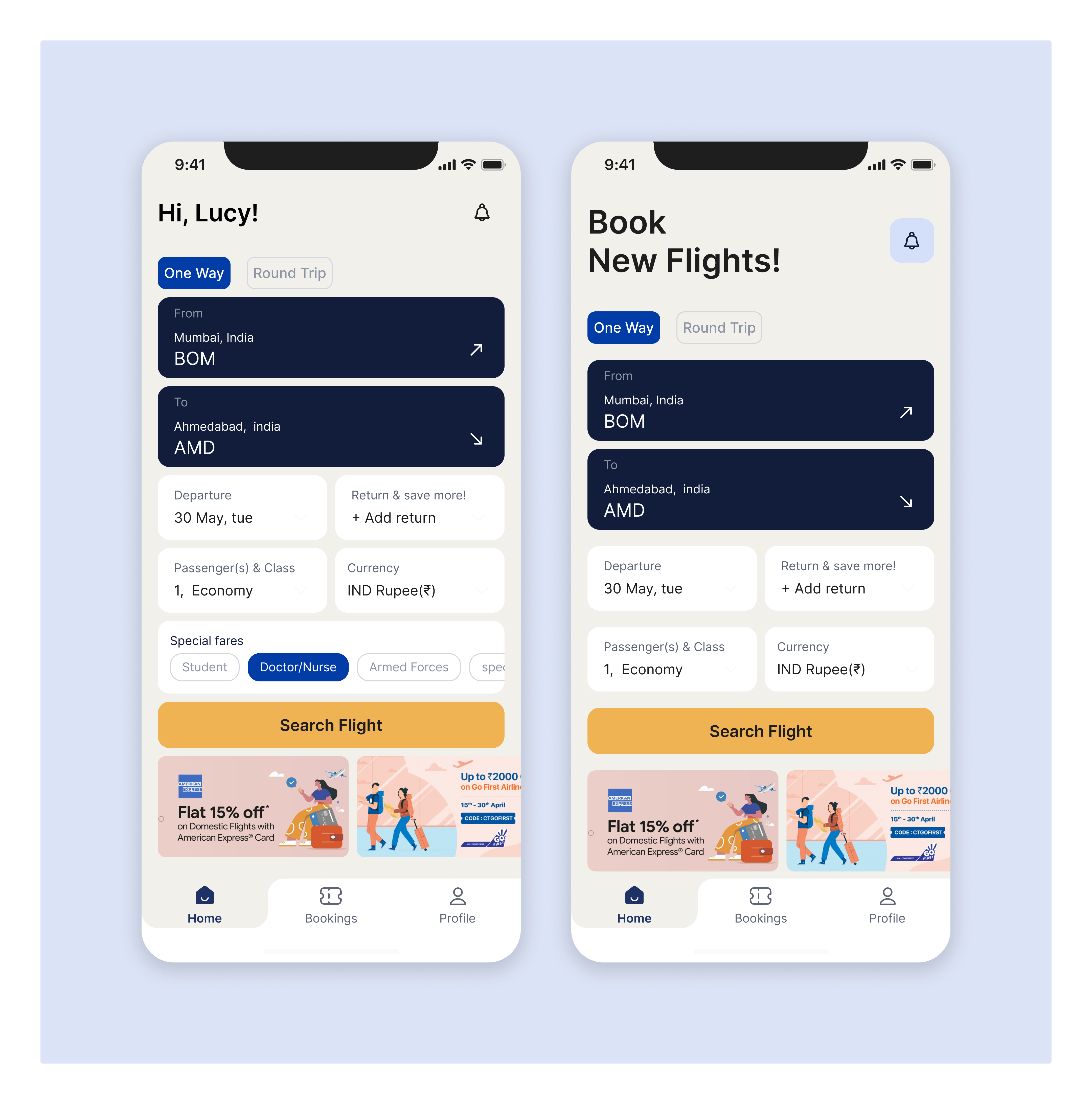 Flight booking App - Home Screen asthetic book aeroplane book flight booking booking system calender date design flight home page mobile app plane simple ticket ticket booking ui ux