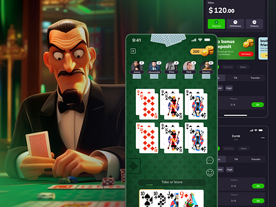 Durak | Online card game app design gambling game product ui ux