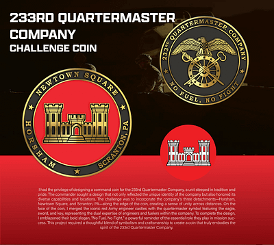 233RD QUARTERMASTER COMPANY CHALLENGE COIN 3d animation branding coin crypto design graphic design illustration logo ui