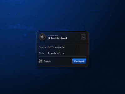 Scheduled break popup - OS UI alert app ui dark theme design notification popup product design ui
