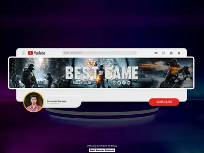 Gaming channel Art Banner Design | Gaming YouTube Banner Design banner art banner design banner youtube channel art game gaming youtube banner logo youtube youtube banner