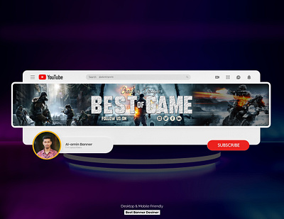 Gaming channel Art Banner Design | Gaming YouTube Banner Design banner art banner design banner youtube channel art game gaming youtube banner logo youtube youtube banner