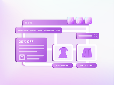 Ecommerce Storefront - Blog Post Illustration 3d article blog ecommerce graphic design hosting illustration magento ui