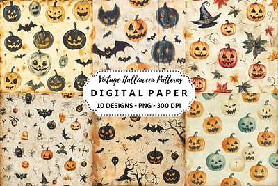 Vintage Halloween Patterns graphic design