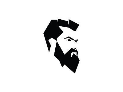 Geometric Bearded Man Logo barber beard branding design face geometric icon identity illustration logo male man manly mark minimalist modern portrait symbol vector warrior