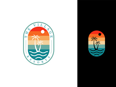 The Village Resort beach logo mdmr creation palm tree logo the village resort