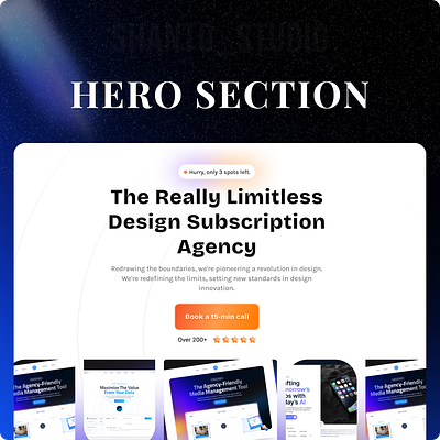 Hero Section for Agency Website agency agency hero section design hero section landing page minimal saas saas service ui design website design