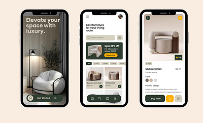 Furniture Shopping App app clean design furniture minimal mobile modern ui ux