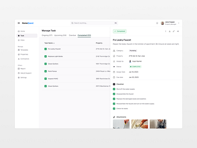 Task Management For Property Manager clean design manager property dashboard property manager real estate task management ui web