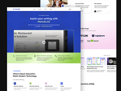 Menulis - AI Writing Assistant Landing Page design desktop interface landing page ui ui design ui ux ux webiste