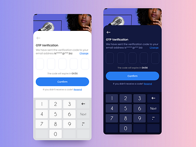 OTP Verification, Identity Verification dark mode identity verification mobile app otp otp verification ui uiux user interface ux verification
