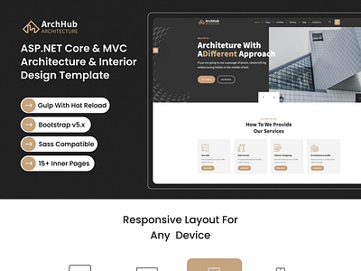 ArchHub - ASP.NET Core & MVC Architecture & Interior Template animation branding creative design graphic design illustration logo motion graphics product design social media marketing social media post template ui uiux user experience user interface website