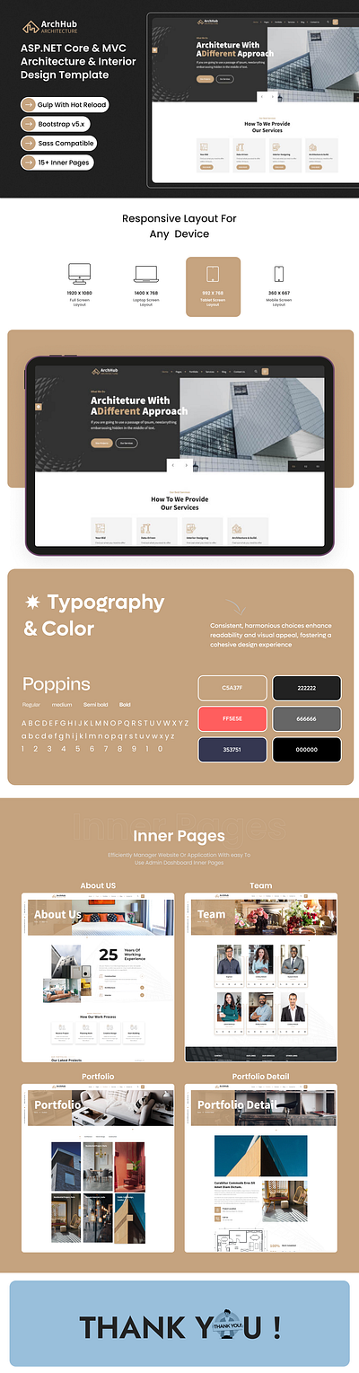 ArchHub - ASP.NET Core & MVC Architecture & Interior Template animation branding creative design graphic design illustration logo motion graphics product design social media marketing social media post template ui uiux user experience user interface website