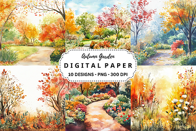 Autumn Garden Digital Paper digital backgrounds