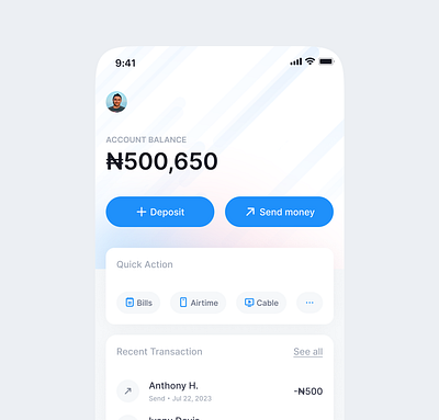 Home Screen design fintech ui uidesign