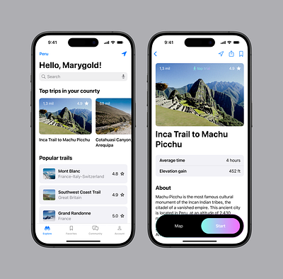 Hiking App app ui ux