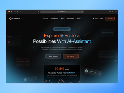 Coordinize - Web Design for AI ai animation artificial intelligence branding creative website design homepage design illustration interface mobile print product design service startup typography ui ux web design website website ui design