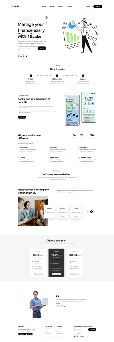 Bnako Finance Homepage finance finance management fintech uiux