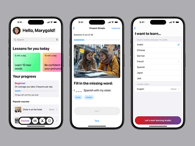 Learning languages App app ui ux