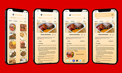 Recipes app branding design typography ui ux