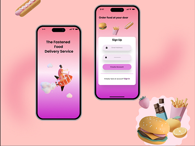 Fast Food Application UI/UX style 3d app ui