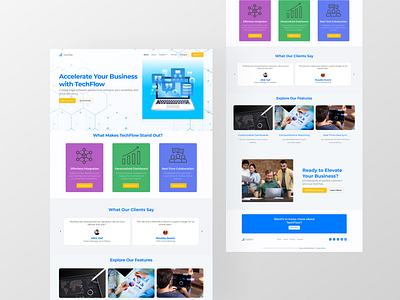 TechFlow - Software Company Landing Page Design landing page saas saas website tech website ui user experience user interface web design