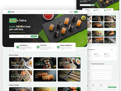 Fusion Intro - Sushi Restaurant Landing Page Design client work customer reviews design dribbble showcase exclusive deals food delivery food service fresh food landing page responsive design sushi design sushi landing page sushi restaurant sushi ui ui uiux uiux design user interface visual design web design