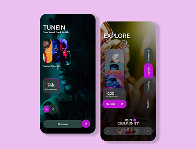 TuneIn - Music Streaming app app design figma app mobile app music app ui ui design ux design web app