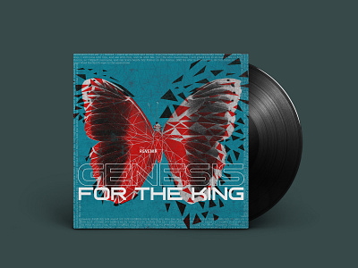 The Revenir - single cover art album art butterfly cover graphic design lp red shards teal typography vinyl white