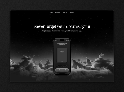 dreamy web design clouds dark dream landing page mobile app ui web web design