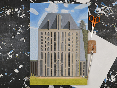 L’Orangerie, studio architecture collage dribbble illustration