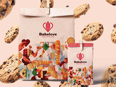 Bakelove Bakery Branding bag bakery branding design download free freebie identity logo mockup mockups paper bag psd template typography