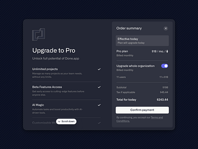 Upgrade subscription w/ checkout 💰 advanced ai ai design billing checkout dashboard management payment plans pricing saas startup subscription ui upgrade web app