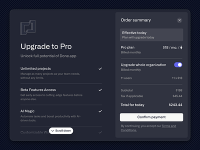 Upgrade subscription w/ checkout 💰 advanced ai ai design billing checkout dashboard management payment plans pricing saas startup subscription ui upgrade web app