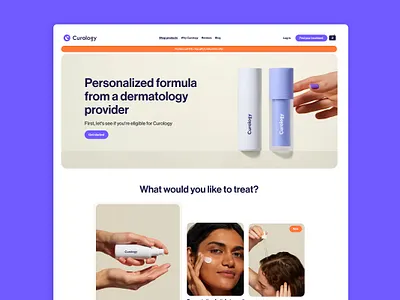Cosmetic brand landing page branding cosmetic cosmetic brand cosmetologie curology e commerce e commerce website landing page landing page e commerce ui ux website