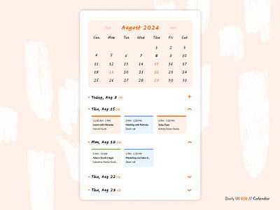 Daily UI Challenge #038 - Calendar calendar challenge daily ui daily ui 38 meetings planner schedule