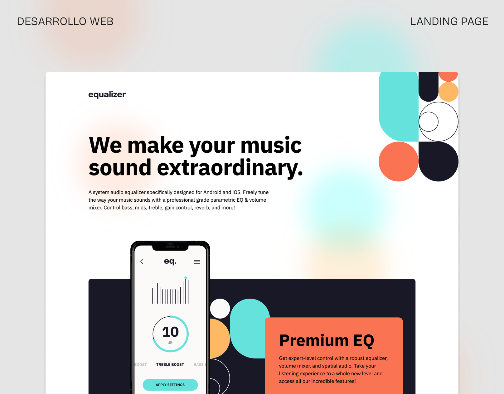 Equalizer designer freelance front end landing page web design web development