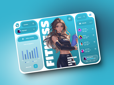 Workout web design 3d graphic design ui