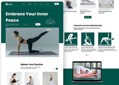 Yoga Website Landing Page Design exercise health care design landing page design meditation website ui design ux ui ux ui design web design workout workout landing page yoga yoga landing page yoga ui design yoga website